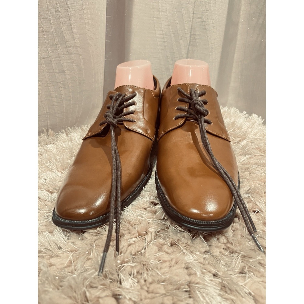 Alfani Seth Bike Toe Dress Shoe Brown Faux Leather 42101 Men's Size 9.5~ NEW - Picture 1 of 8
